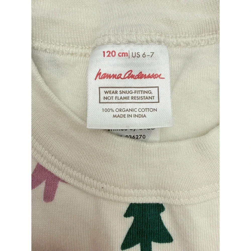 Hanna Andersson Long John Pajama Set Kids Size 6-7 Trees Print Sleepwear‎
